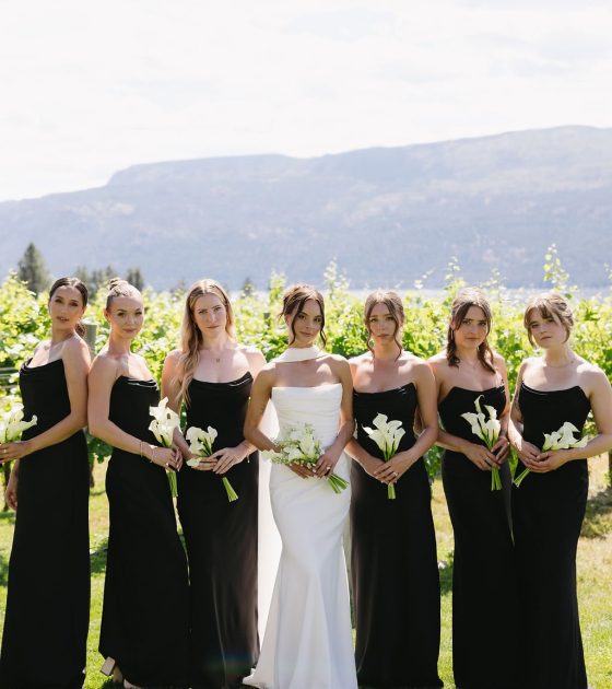 Black, White and Striking Winery Wedding in British Columbia