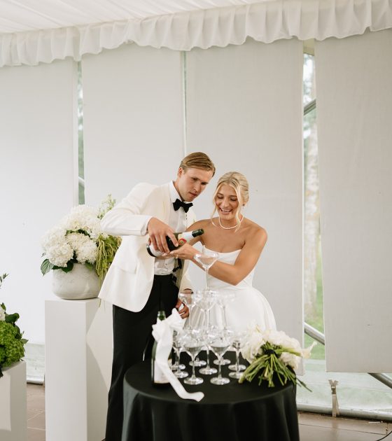 Crisp and Poised Black and White Tented Wedding in Alberta
