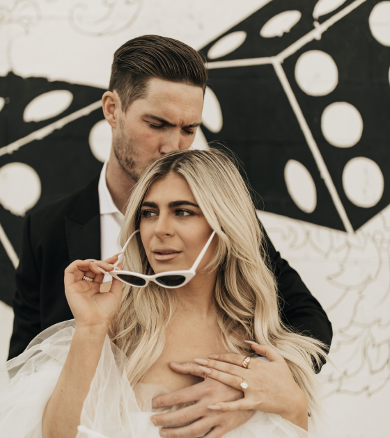 Bold Black and White Mural Styled Engagements in Las Vegas