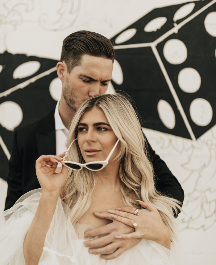 Bold Black and White Mural Styled Engagements in Las Vegas